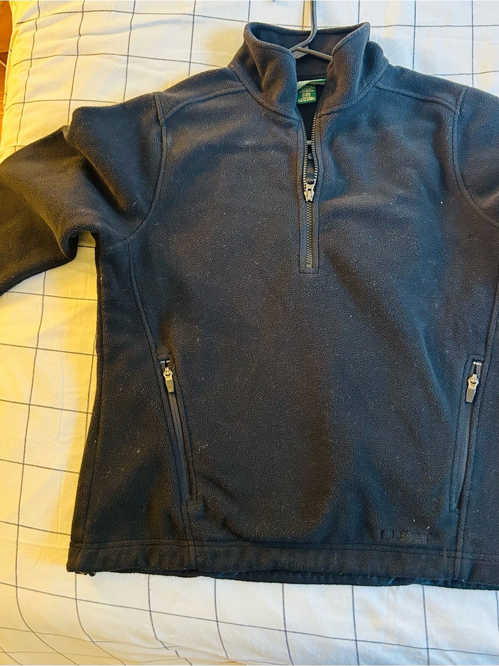L.L. Bean womens Black Quarter-Zip Fleece Pullover - Picture 3 of 5